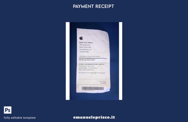 modello di ricevuta di pagamento dell'azienda Apple in stile verificato